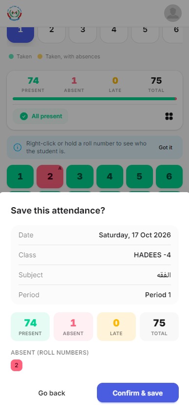 Mobile attendance confirmation